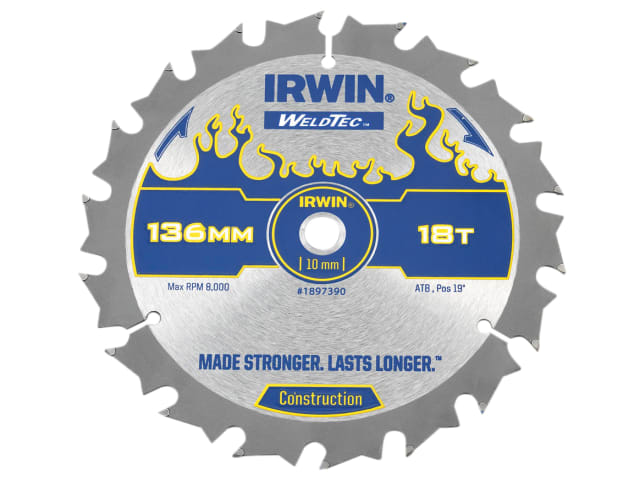 IRWIN® Weldtec Cordless Circular Saw Blade 136 x 10mm x 18T ATB