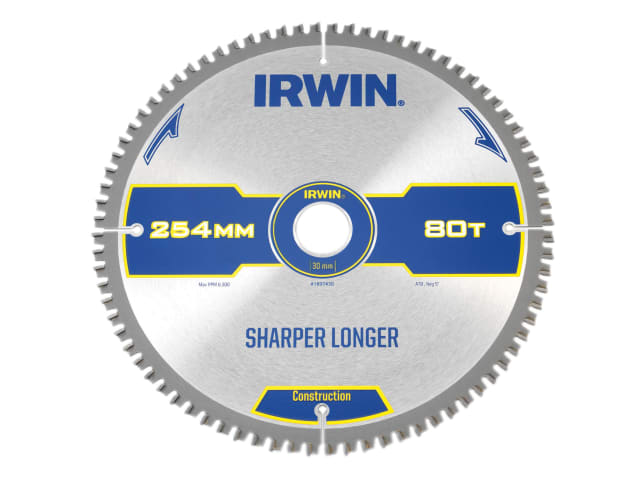 IRWIN® Construction Mitre Circular Saw Blade 254 x 30mm x 80T ATB/Neg