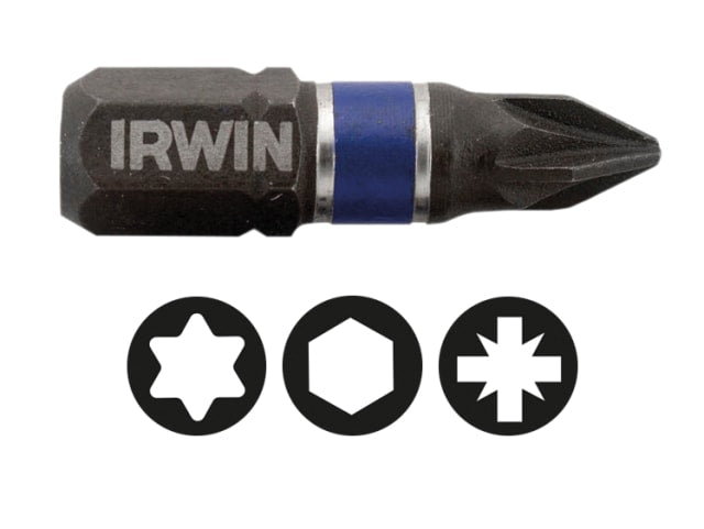 IRWIN® Impact Screwdriver Bits Pozi PZ1 25mm (Pack 2)