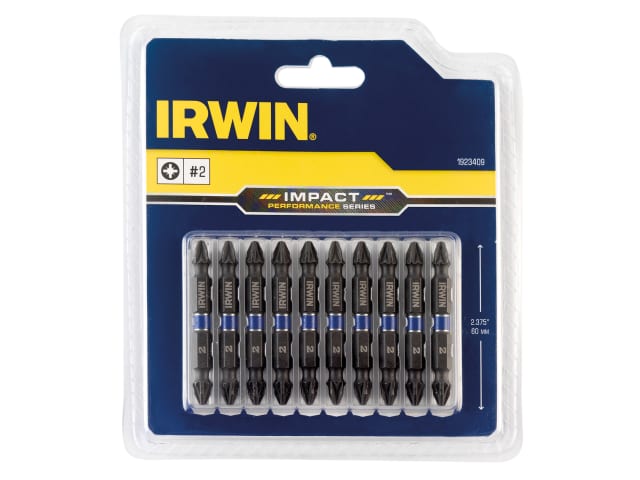 IRWIN® Impact Double-Ended Screwdriver Bits Pozi PZ2 60mm (Pack 10)