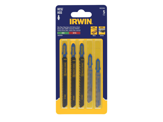 IRWIN® HCS/HSS T-Shank Jigsaw Blade Set, 5 Piece