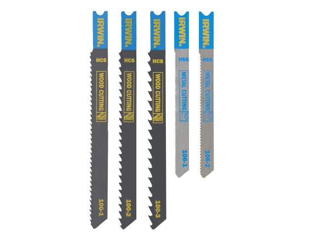 IRWIN® HCS/HSS U-Shank Jigsaw Blade Set, 5 Piece