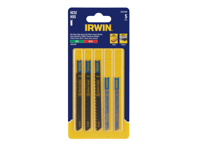 IRWIN® HCS/HSS U-Shank Jigsaw Blade Set, 5 Piece