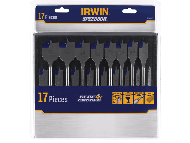 IRWIN® Blue Groove 4X Flat Bit Set, 17 Piece