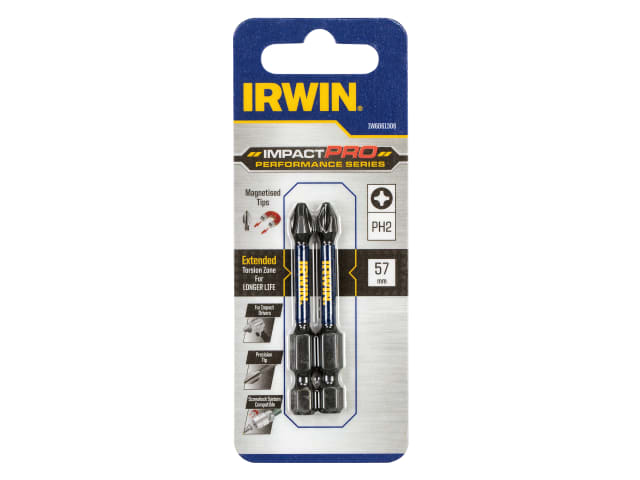 IRWIN® Impact Pro Performance Screwdriver Bits PH2 57mm (Pack 2)