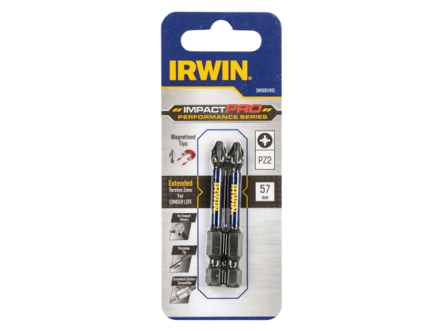 IRWIN® Impact Pro Performance Screwdriver Bits PZ2 57mm (Pack 2)