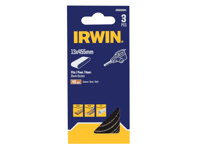 IRWIN® Powerfile Sanding Belt 13 x 455mm 40G (Pack 3)