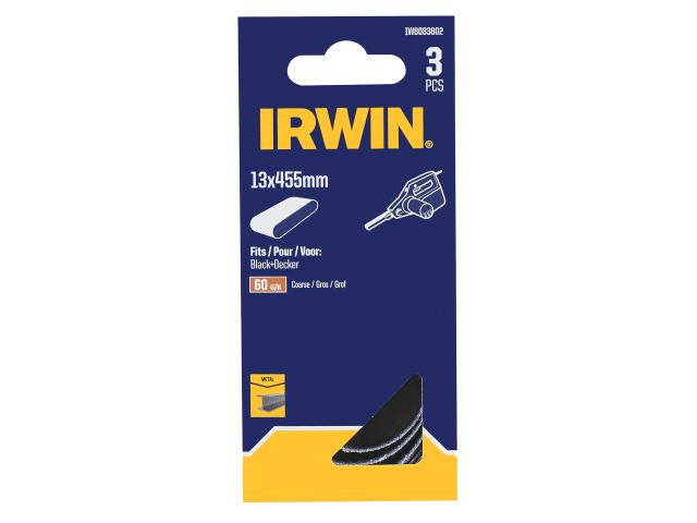 IRWIN® Powerfile Zirconium Sanding Belt 13 x 455mm 60G (Pack 3)