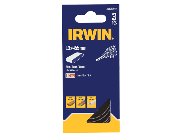 IRWIN® Powerfile Sanding Belt 13 x 455mm 60G (Pack 3)