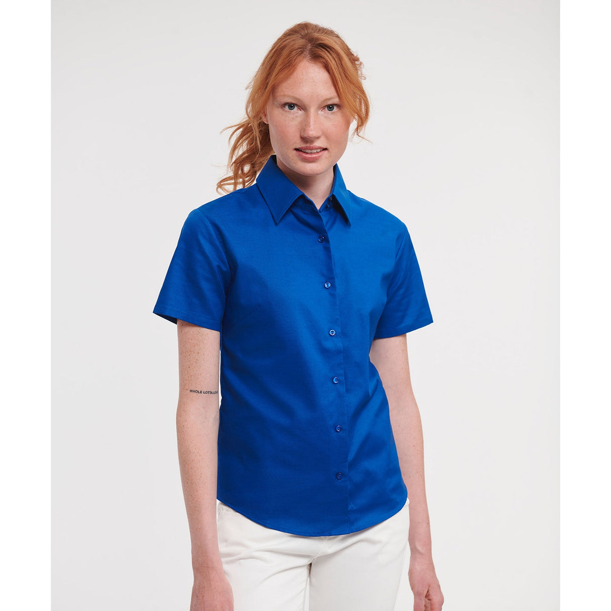 Russell Collection Women's Short Sleeve Oxford Shirt