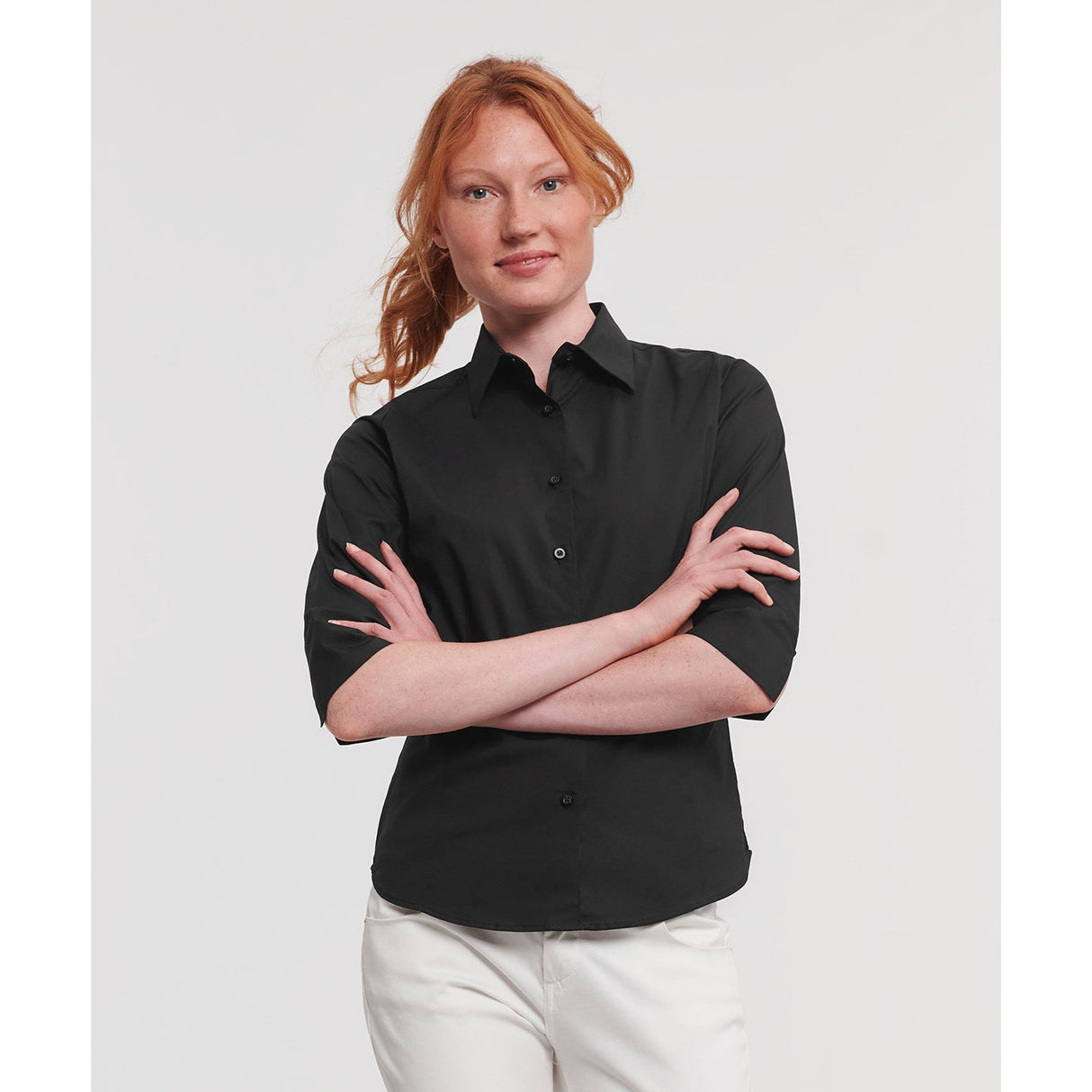 Russell Collection Women's ¾ Sleeve Easycare Fitted Shirt