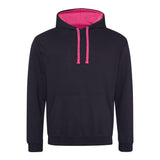 Awdis Just Hoods Varsity Hoodie - Jet Black/Hot Pink*