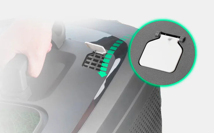 Flymo 36V EasiStore 380R – Smart Indicators & Space-Saving Foldable Design