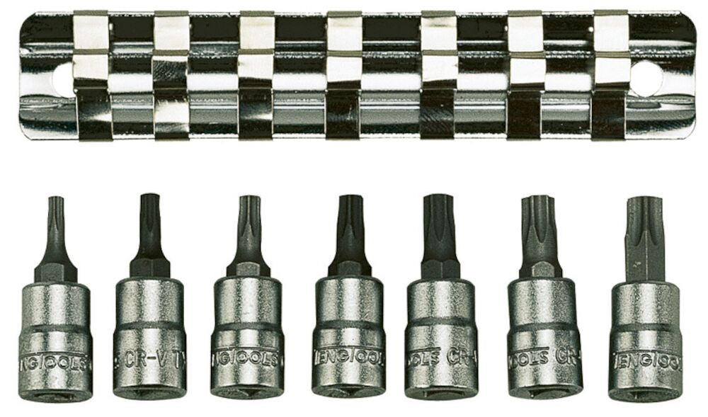 Teng Tools 1/4" TX Bit Socket Clip Rail Set 8 Pieces