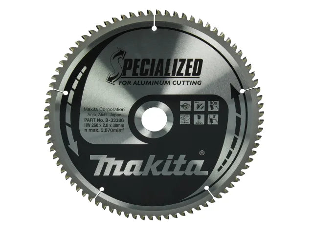 Makita B-33386 Specialized Aluminium Saw Blade 260 x 30mm x 80T