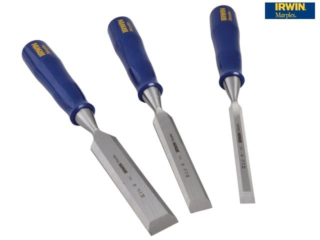 IRWIN® Marples® M444 Bevel Edge Chisel Blue Chip Handle Set, 3 Piece