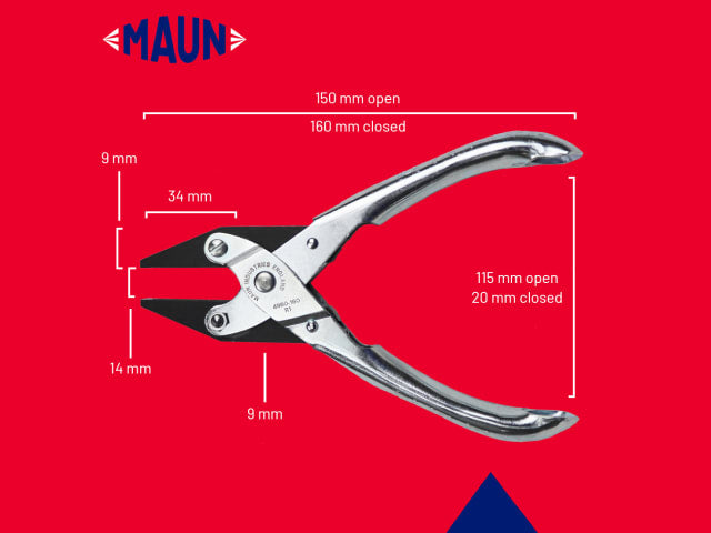 Maun Flat Nose Pliers, Serrated Jaws 160mm