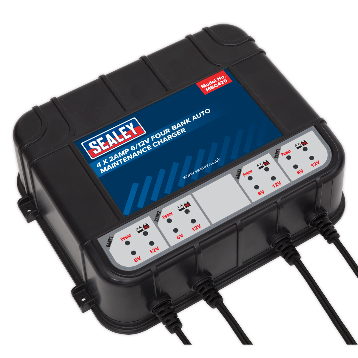 Sealey Four Bank 6/12V 8A (4 x 2A) Auto Maintenance Charger