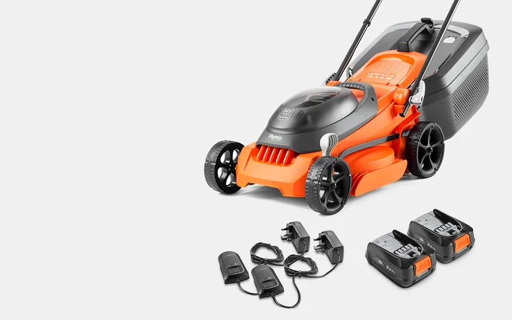 Flymo 36V EasiStore 340R - Battery-Powered Lawn Mower with LED Smart Display