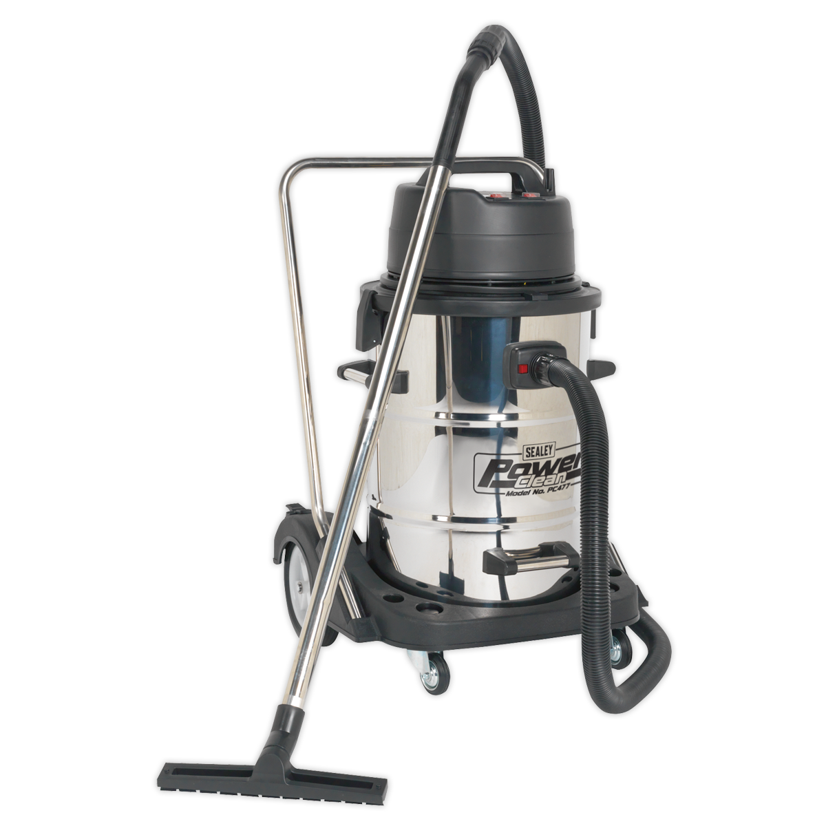 Sealey Vacuum Cleaner Industrial Wet & Dry 77L Stainless Steel Drum with Swivel Emptying 2400W