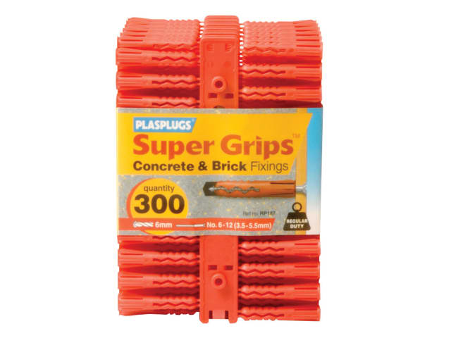 Plasplugs RP 187 Solid Wall Super Grips Fixings Red (300)