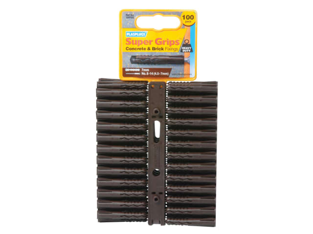 Plasplugs SBP 503 Solid Wall Super Grips Fixings Brown (100)