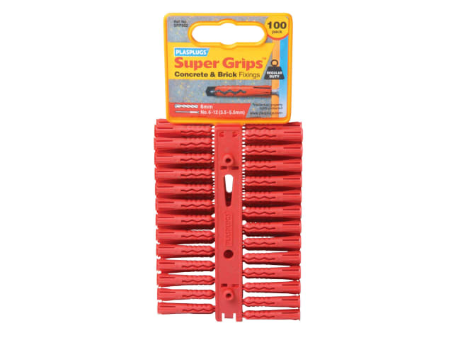 Plasplugs SRP 502 Solid Wall Super Grips Fixings Red (100)