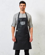 Premier Division Waxed-Look Denim Bib Apron With Faux Leather