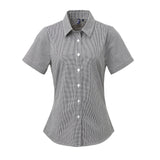 Premier Women's Microcheck (Gingham) Short Sleeve Cotton Shirt