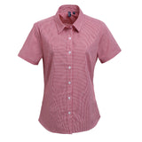 Premier Women's Microcheck (Gingham) Short Sleeve Cotton Shirt