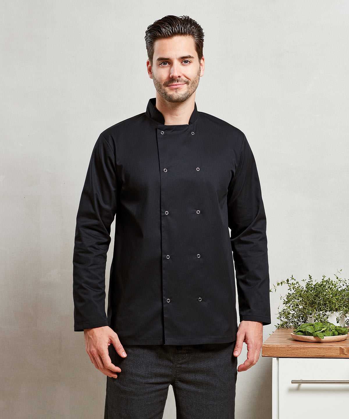 Premier Studded Front Long Sleeve Chef's Jacket