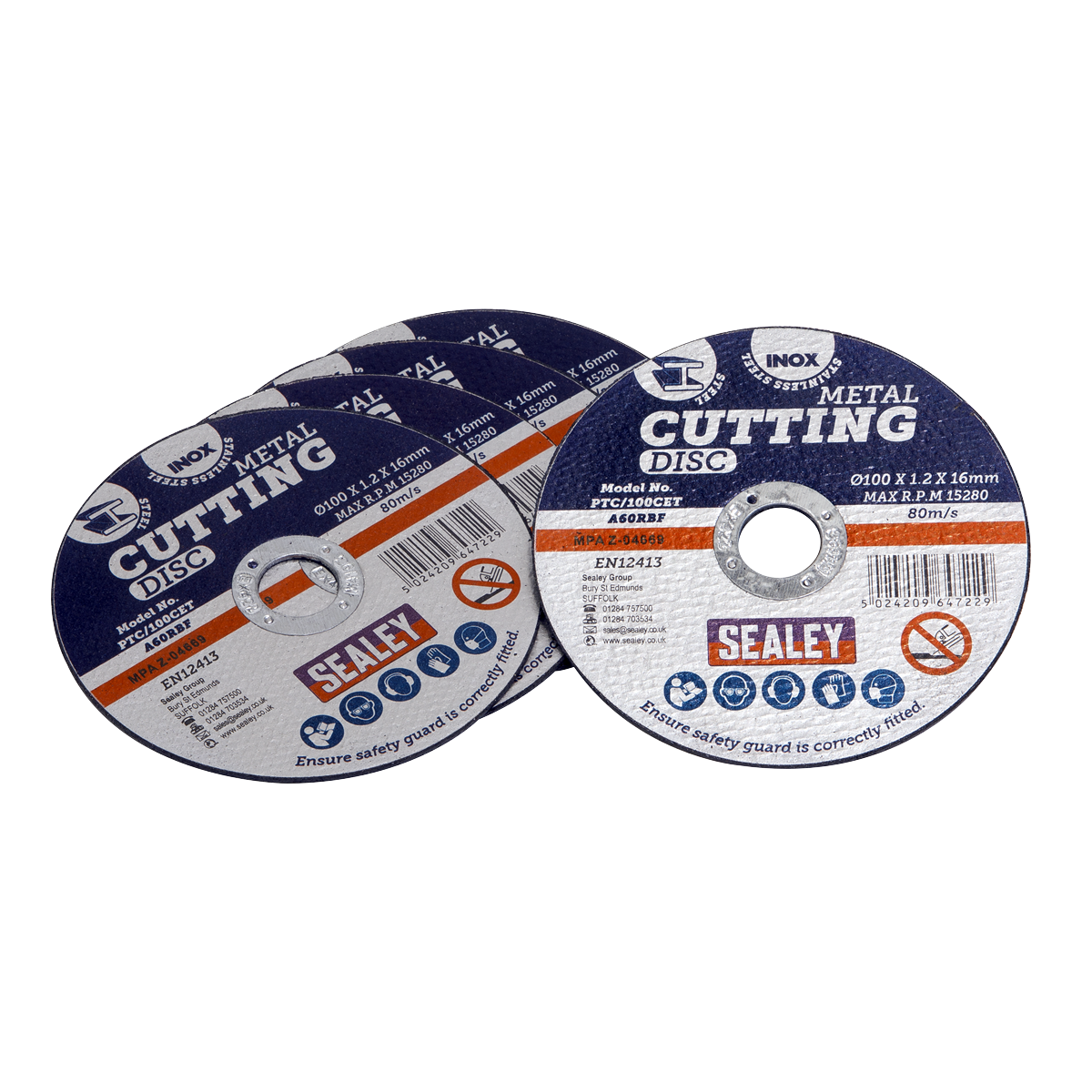 Sealey Cutting Disc Ø100 x 1.2mm Ø16mm Bore Pack of 5