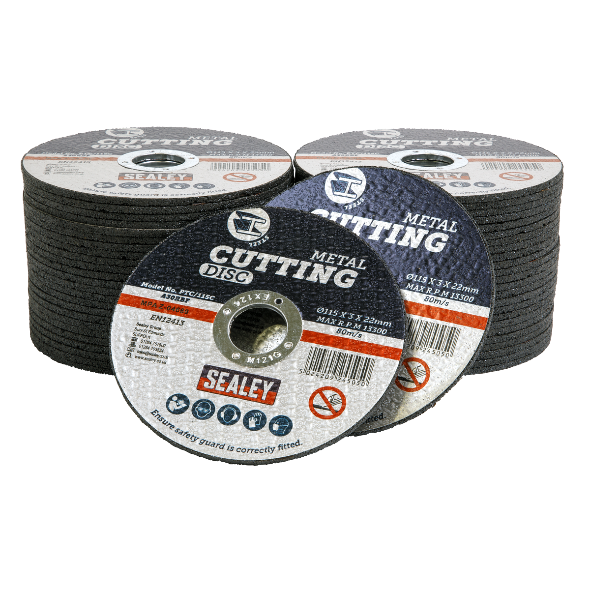 Sealey Cutting Disc Pack of 50 Ø115 x 3mm Ø22mm Bore