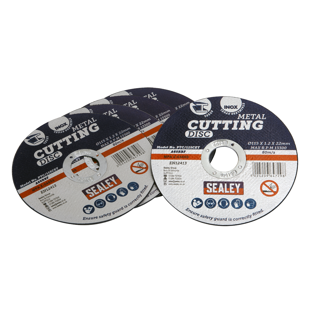 Sealey Cutting Disc Ø115 x 1.2mm Ø22mm Bore Pack of 5