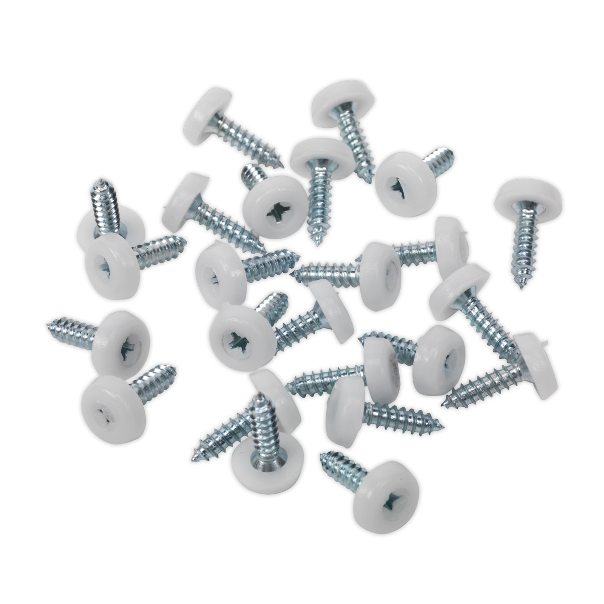 Sealey Numberplate Screw Plastic Enclosed Head 4.8 x 18mm White Pack of 50