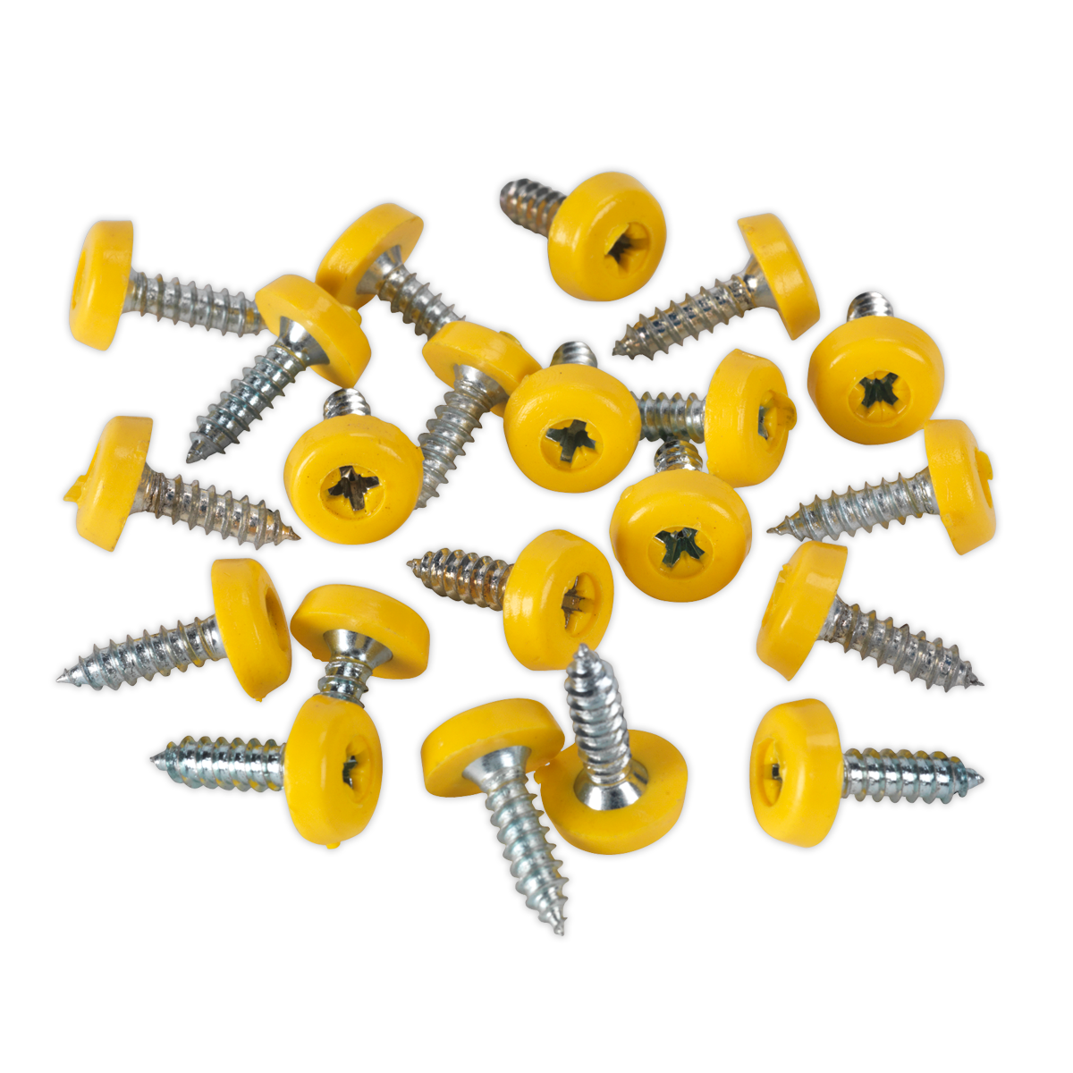 Sealey Numberplate Screw Plastic Enclosed Head 4.8 x 18mm Yellow Pack of 50