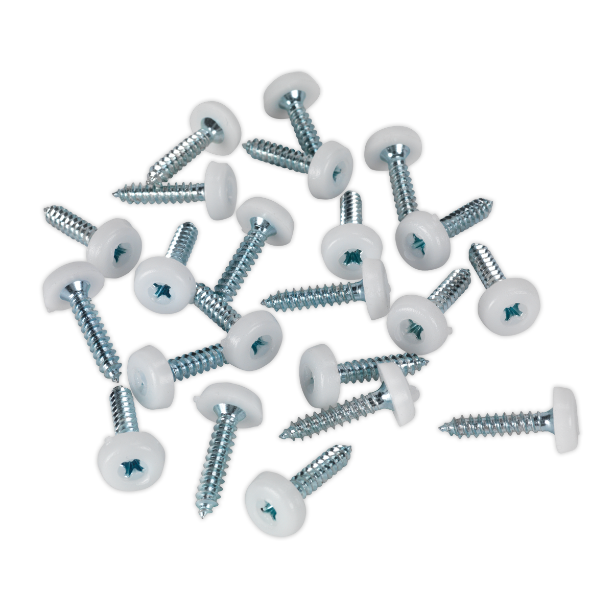 Sealey Numberplate Screw Plastic Enclosed Head 4.8 x 24mm White Pack of 50