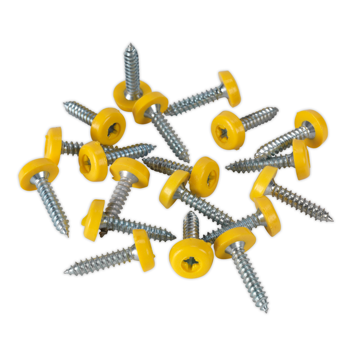 Sealey Numberplate Screw Plastic Enclosed Head 4.8 x 24mm Yellow Pack of 50