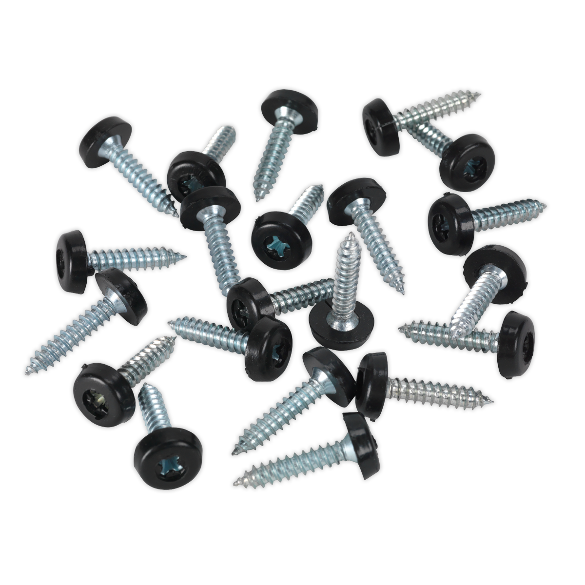 Sealey Numberplate Screw Plastic Enclosed Head 4.8 x 24mm Black Pack of 50