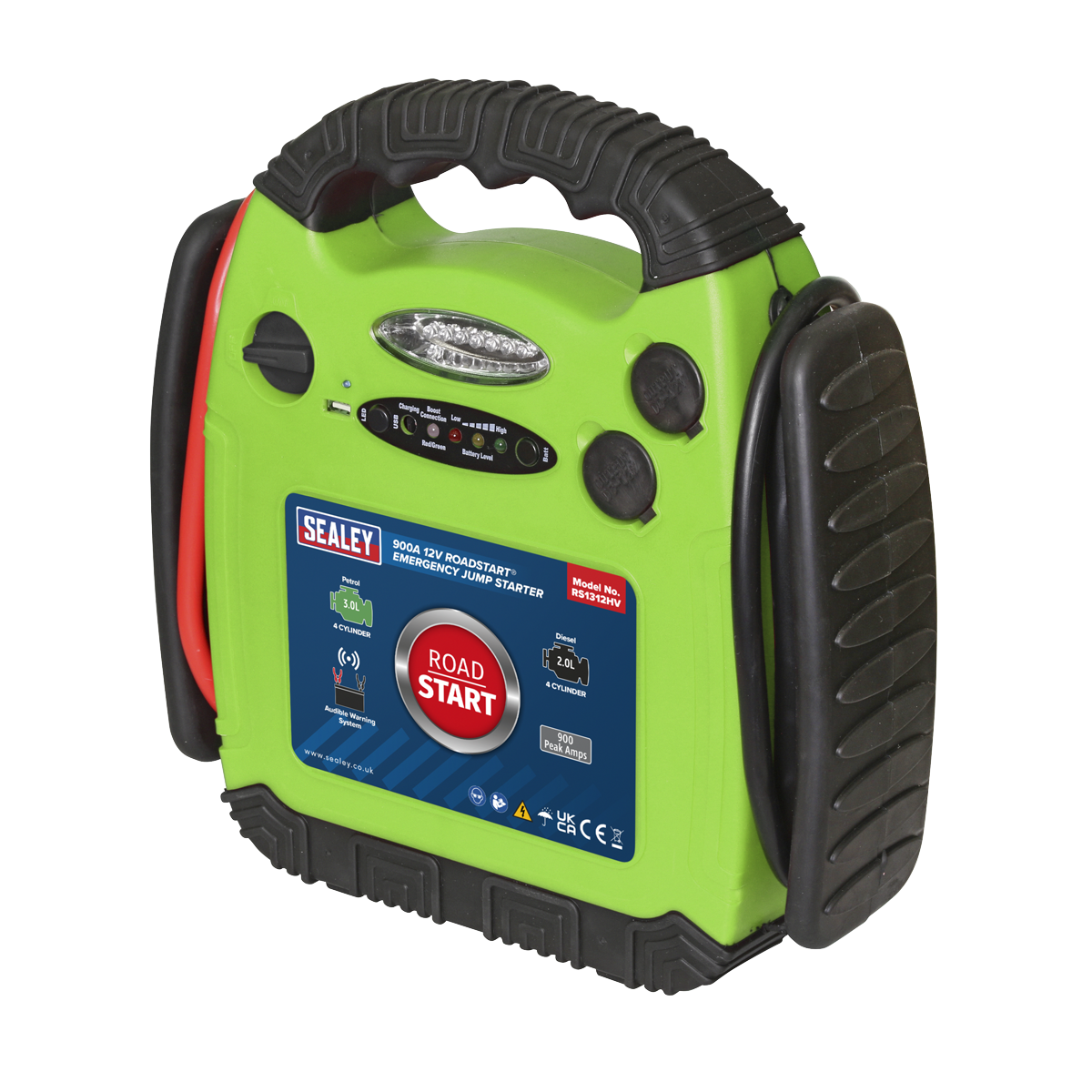 Sealey RoadStart® Emergency Jump Starter 12V 900 Peak Amps Hi-Vis Green