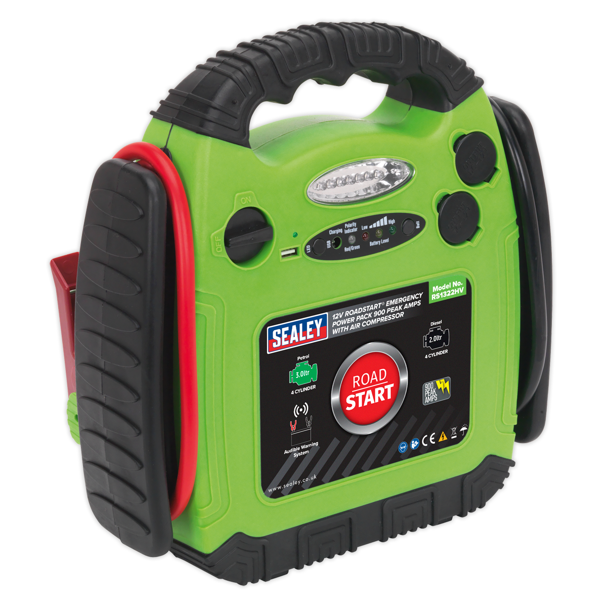 Sealey RoadStart® Emergency Jump Starter with Air Compressor 12V 900 Peak Amps RS1322HV