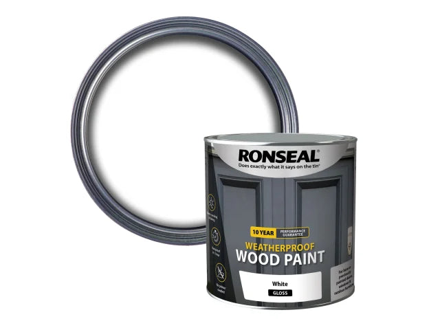 Ronseal 10 Year Weatherproof Wood Paint White Gloss 750ml