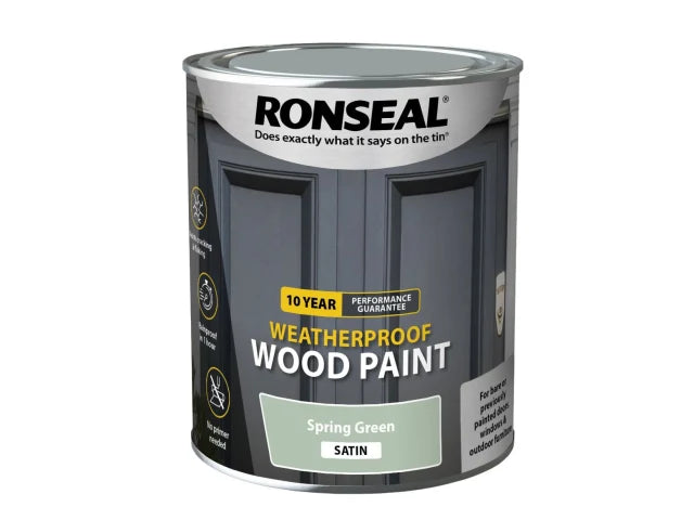 Ronseal 10 Year Weatherproof Wood Paint Spring Green Satin 750ml