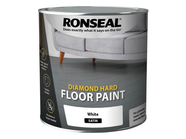 Ronseal Diamond Hard Floor Paint Satin White 2.5 litre