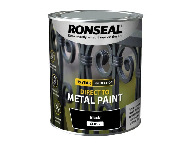 Ronseal Direct to Metal Paint Black Gloss 750ml