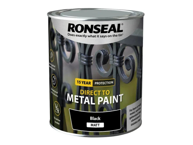 Ronseal Direct to Metal Paint Black Matt 750ml