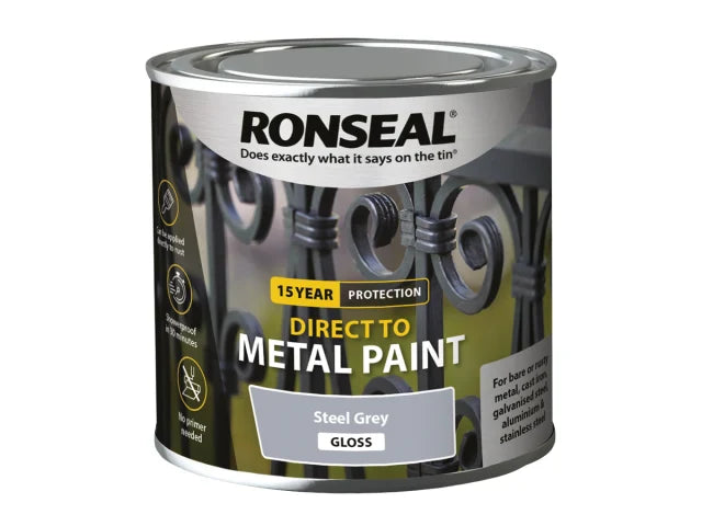 Ronseal Direct to Metal Paint Steel Grey Gloss 250ml