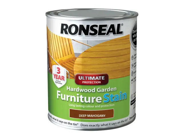 Ronseal Ultimate Protection Hardwood Garden Furniture Stain Deep Mahogany 750ml