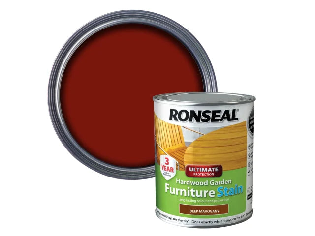 Ronseal Ultimate Protection Hardwood Garden Furniture Stain Deep Mahogany 750ml