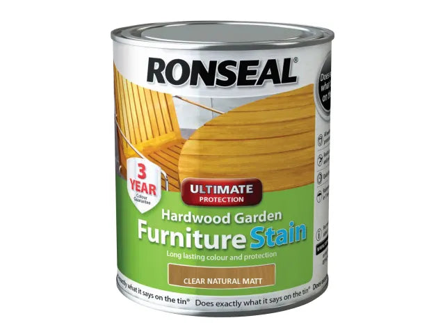 Ronseal Ultimate Protection Hardwood Garden Furniture Stain Natural Matt 750ml